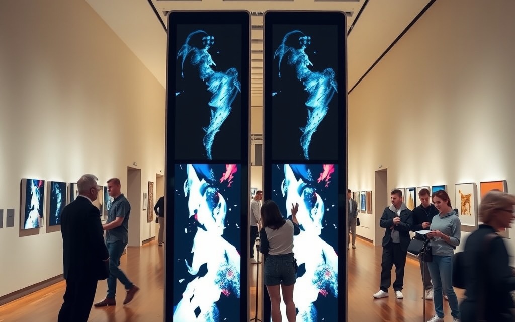 Double sided kiosk in a museum